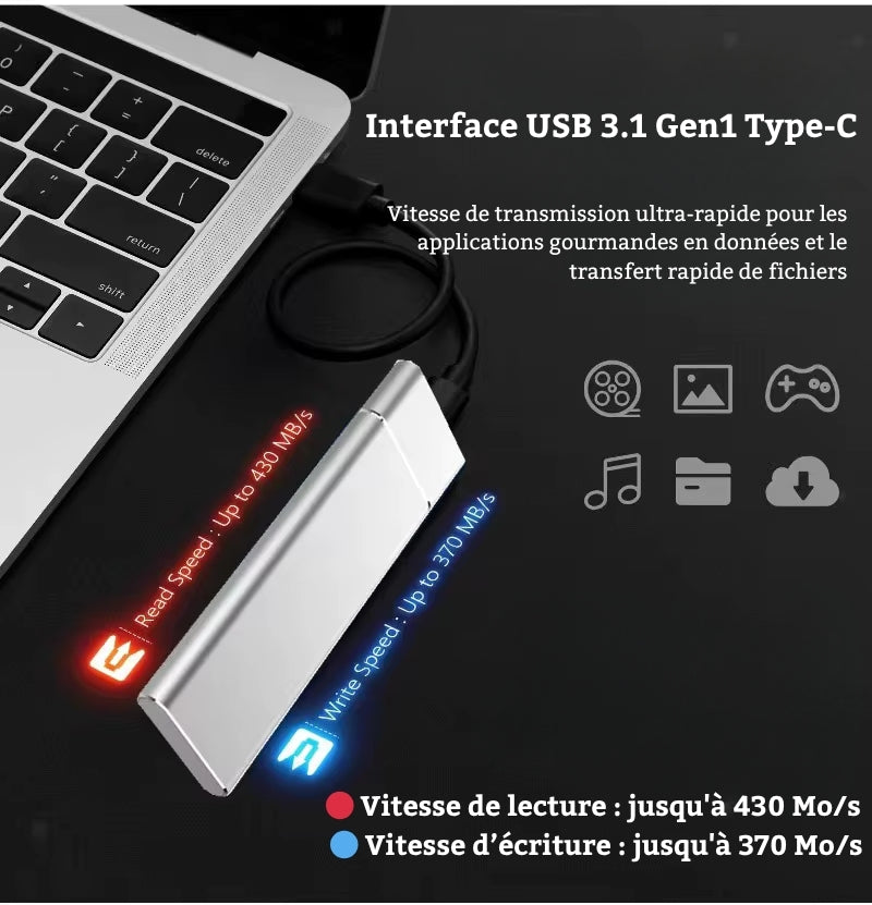 SSD Externe Portable 8 To – Stockage Ultra-Rapide et Fiable GN